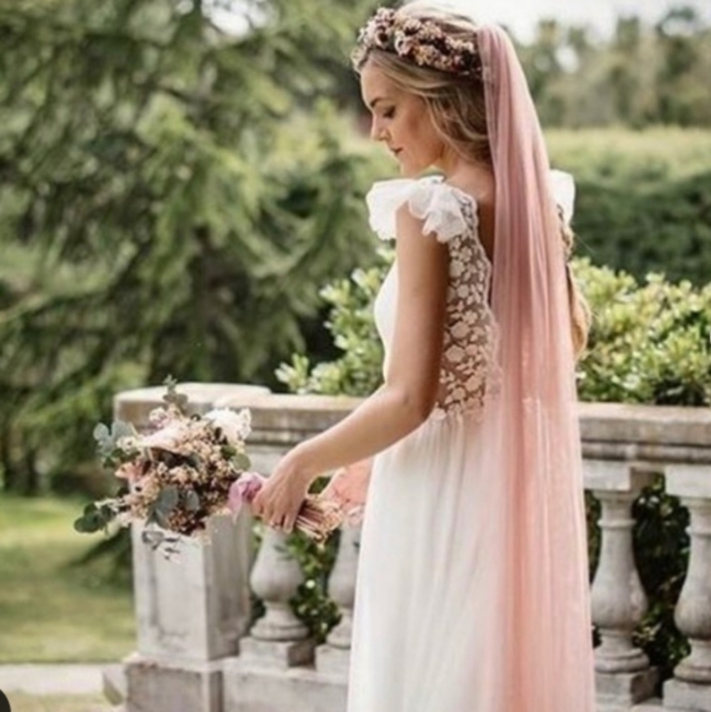 NEW Soft English Net Blush Wedding Veil Bride Bridal Blush Pink